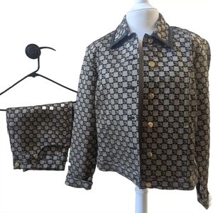 St John Sport by Marie Gray Logo Cotton Blend Jacket Blazer Pants Set